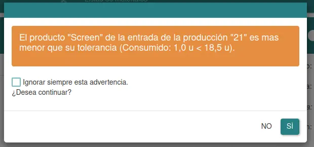 Producción - cantidades - Tryton 8.2