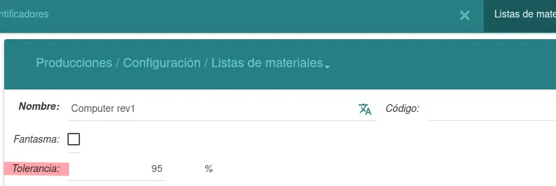 Producción - listas de materiales - Tryton 8.2